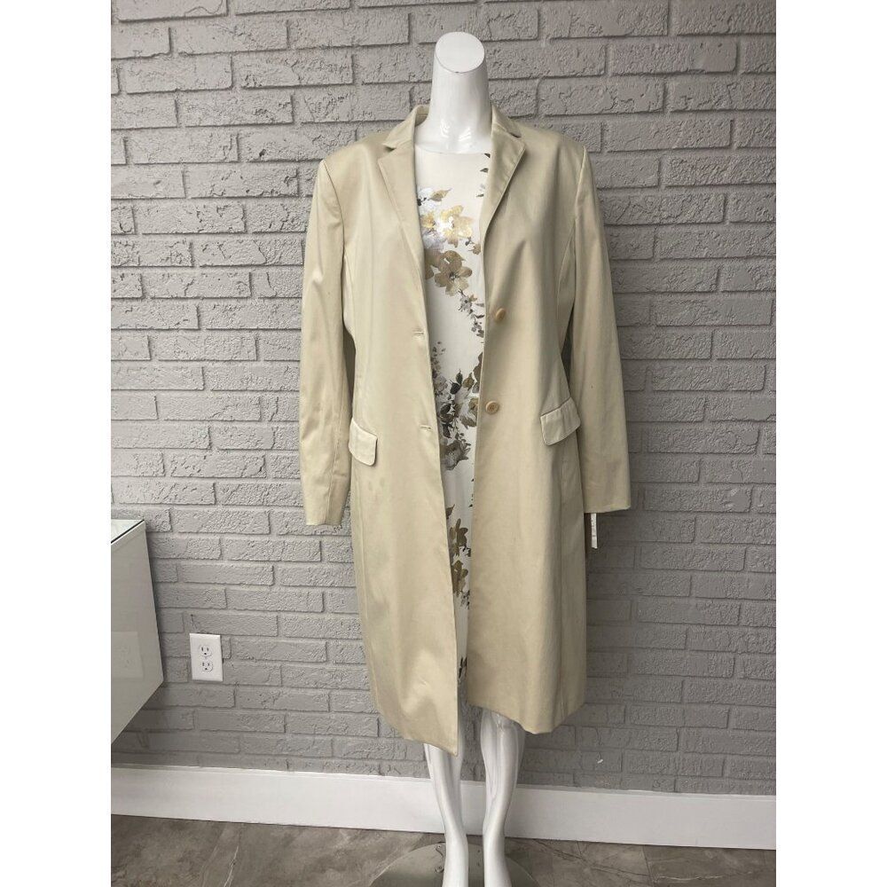 Jones New York Women Tan Long Walker / Trench Coat Size 12 NWT